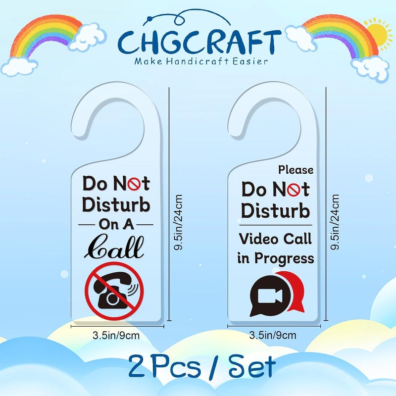 CHGCRAFT 2Pack Do Not Disturb On A Call Door Sign Acrylic Notice Door Hanger Sign Engraved Acrylic Mark Hanger for Homework Office Schools Business Conference Room Meeting - Image 2